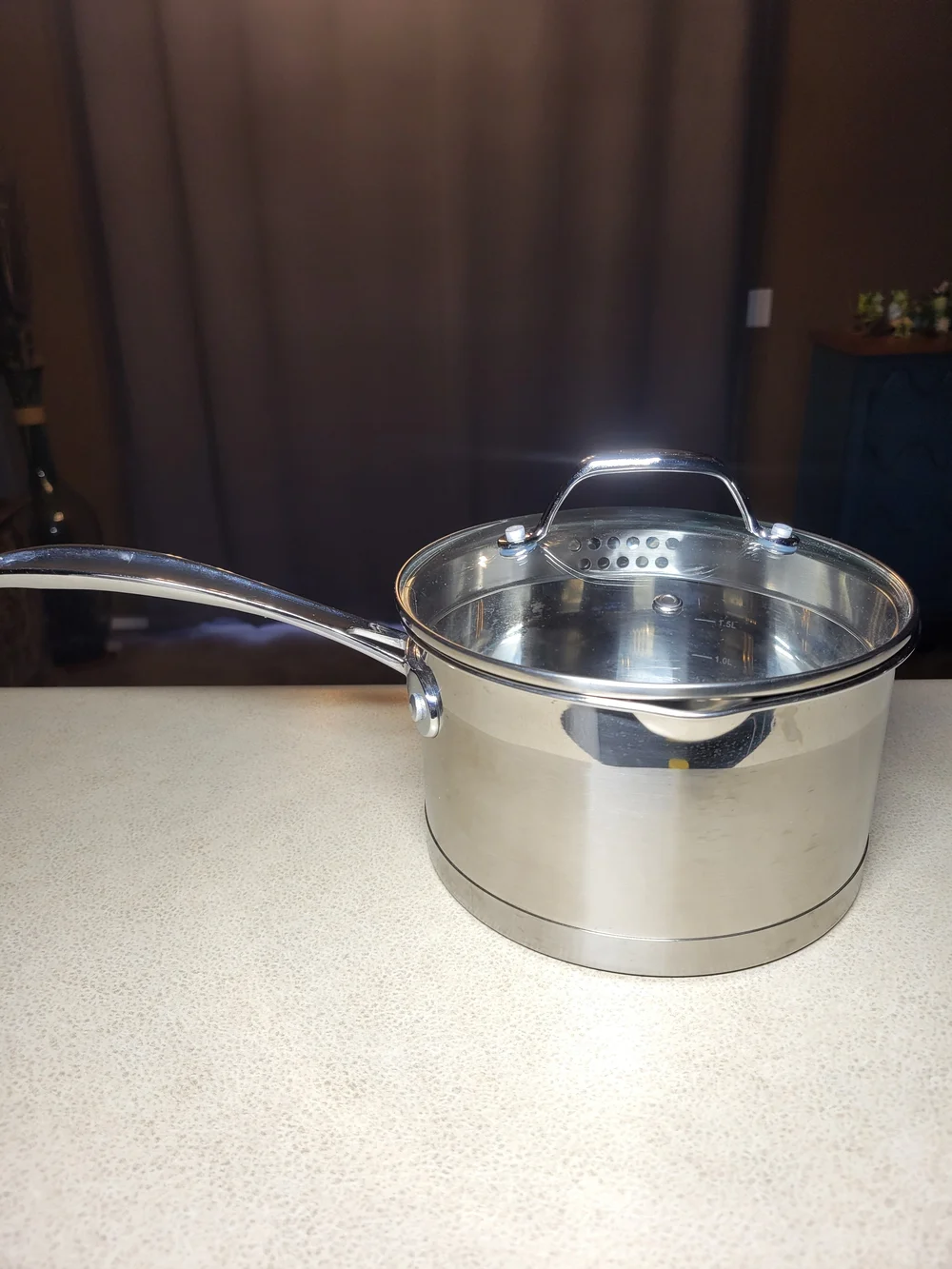 Brookstone Stainless Steel Saucepan with Glass Lid - Silver